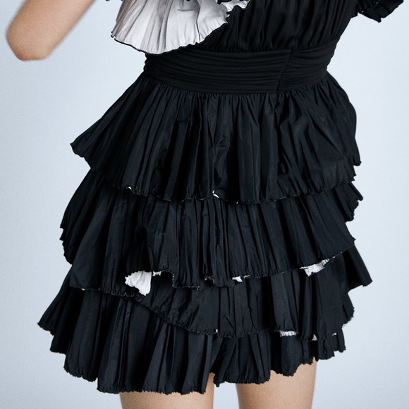 Zara FRILLED PLEATED FLOUNCED RUFFLED MINI SKIRT - Picture 5 of 6